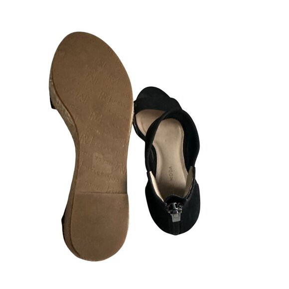 PELLE MODA Womens Black Espadrille Wedges Size 6.5 - Picture 9 of 9